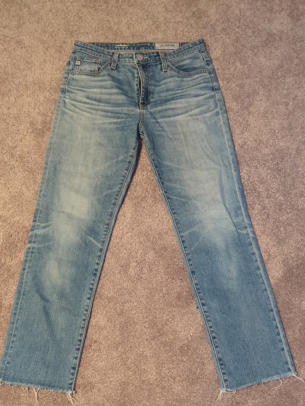 Ag Adriano Goldschmied Light Blue Cropped Straight Jeans